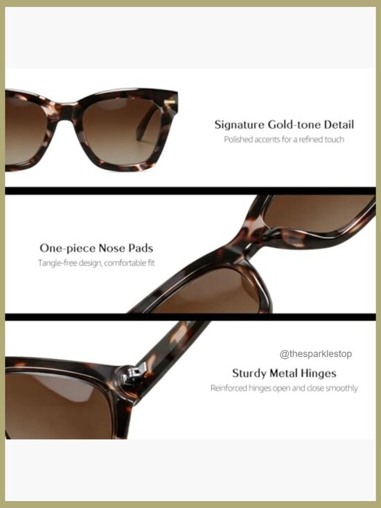 Retro Oversized Square Sunglasses with Polarized U400 Protection and Metal